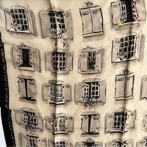 Vintage Silk Charmeuse Windows Scarf